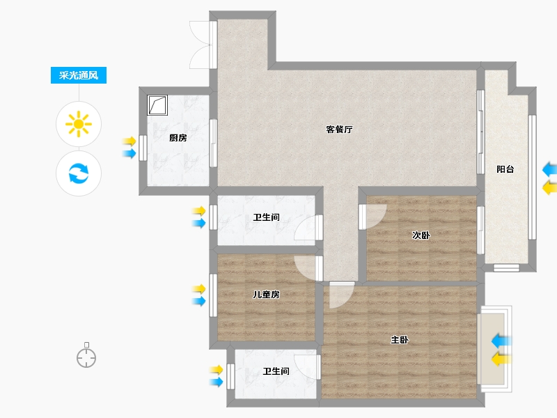 湖北省-荆州市-吾悦华府-101.47-户型库-采光通风