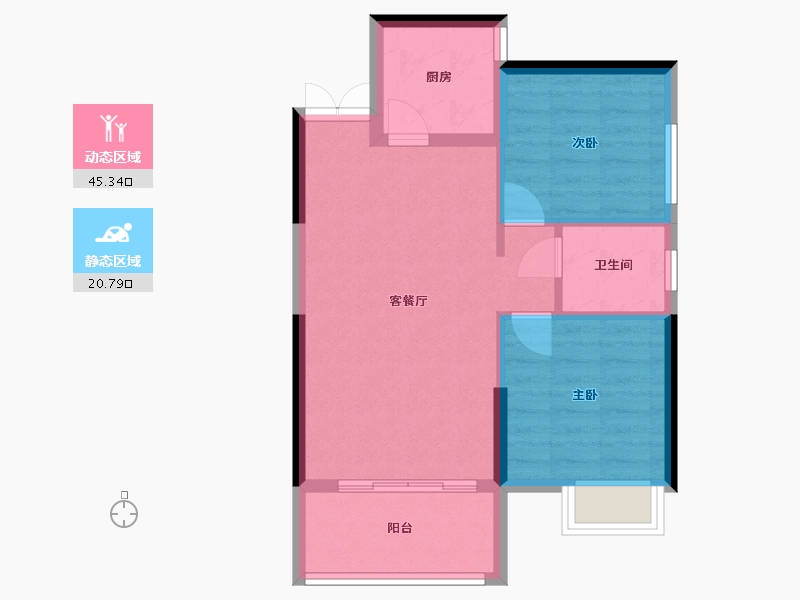 湖南省-岳阳市-芭蕉湖恒泰雅园-64.64-户型库-动静分区