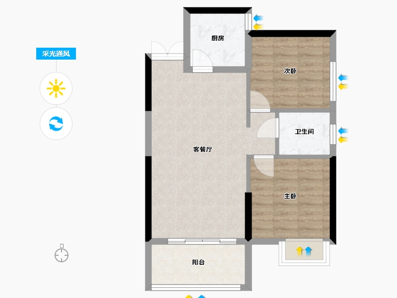 湖南省-岳阳市-芭蕉湖恒泰雅园-64.64-户型库-采光通风