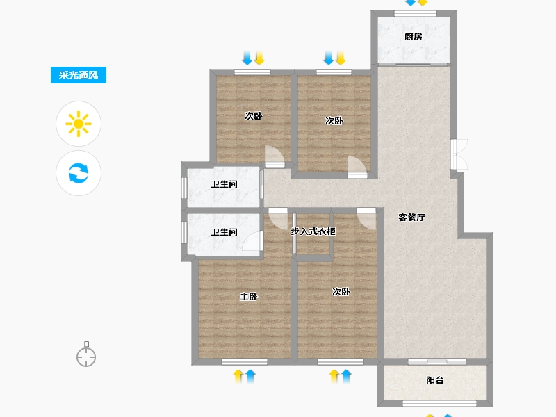 河南省-开封市-鼎立国际城-130.00-户型库-采光通风