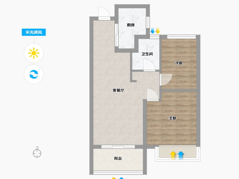 浙江省-台州市-祥生群贤府-56.00-户型库-采光通风