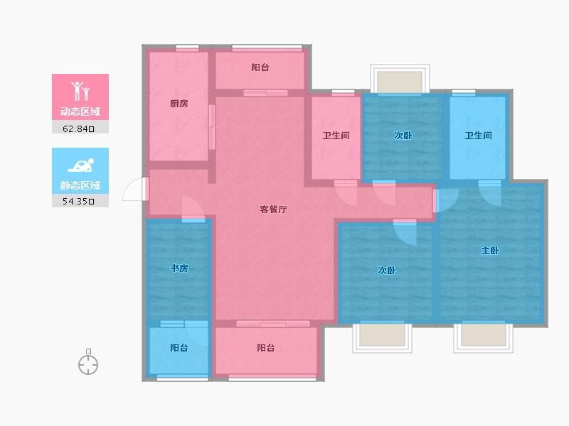 湖北省-襄阳市-华侨城天鹅堡天樾-110.40-户型库-动静分区