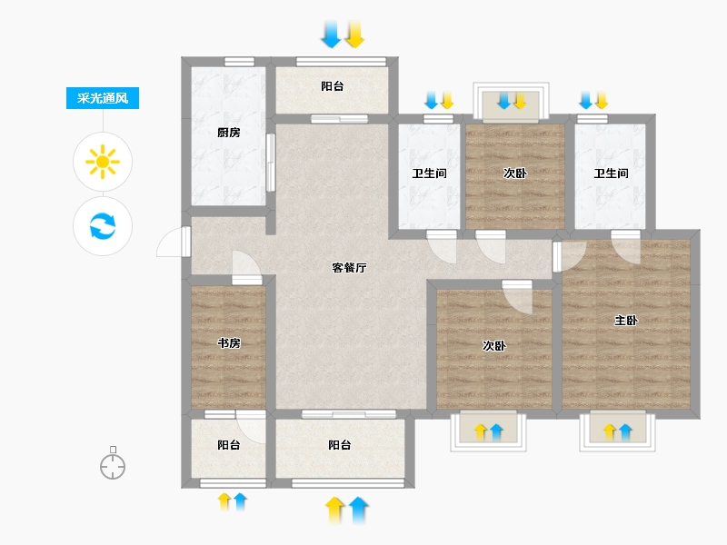 湖北省-襄阳市-华侨城天鹅堡天樾-110.40-户型库-采光通风