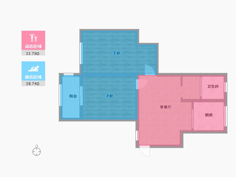 江苏省-扬州市-荷花池小区-64.51-户型库-动静分区