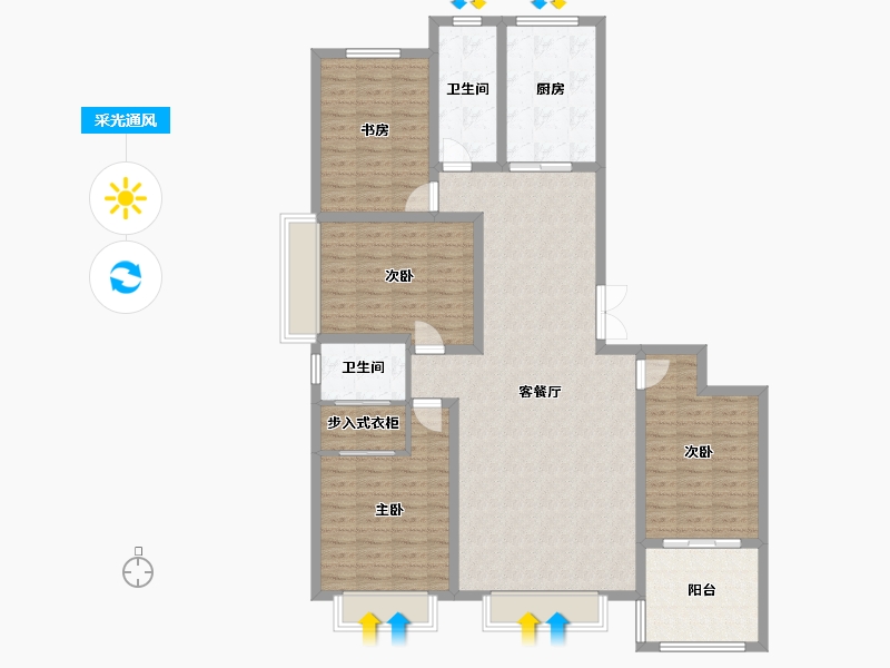 山东省-潍坊市-龙都现代城-136.00-户型库-采光通风