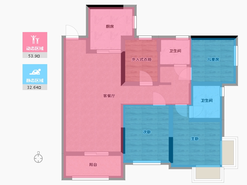 广东省-珠海市-正方云曦山-87.00-户型库-动静分区