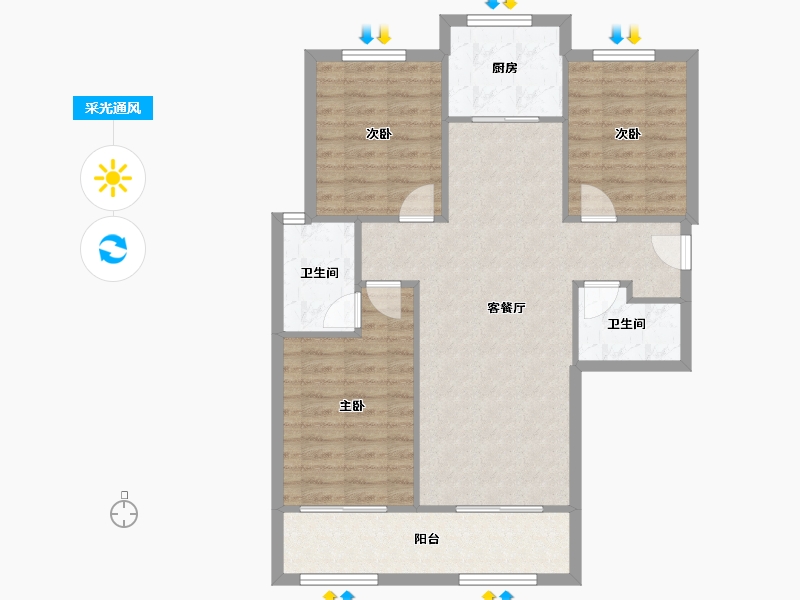 河北省-石家庄市-高远森林城-96.00-户型库-采光通风