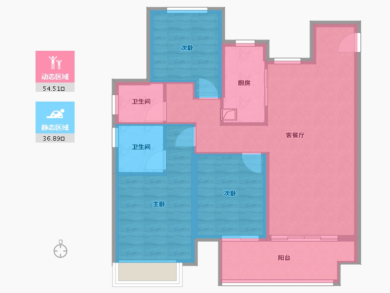 河南省-郑州市-龙湖熙上-90.00-户型库-动静分区