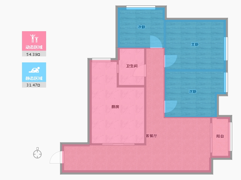 重庆-重庆市-翠湖天地-二期-75.60-户型库-动静分区