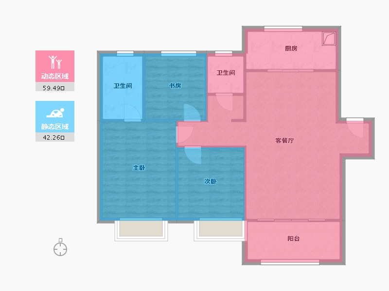 山东省-济南市-蔚蓝之城-92.00-户型库-动静分区