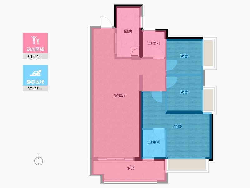 广东省-佛山市-保利玥府-80.29-户型库-动静分区