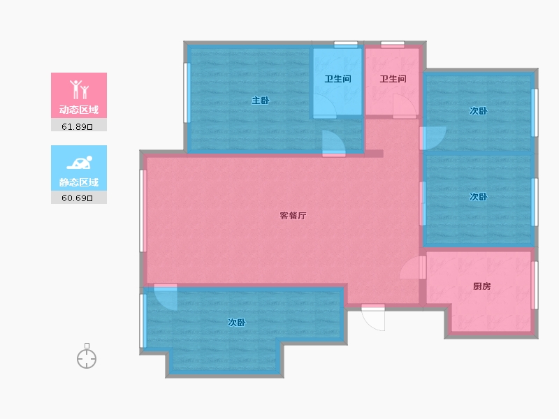 内蒙古自治区-赤峰市-红山郡-6期-124.17-户型库-动静分区