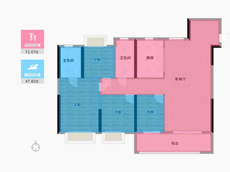 湖北省-武汉市-甘露山文创城-108.00-户型库-动静分区