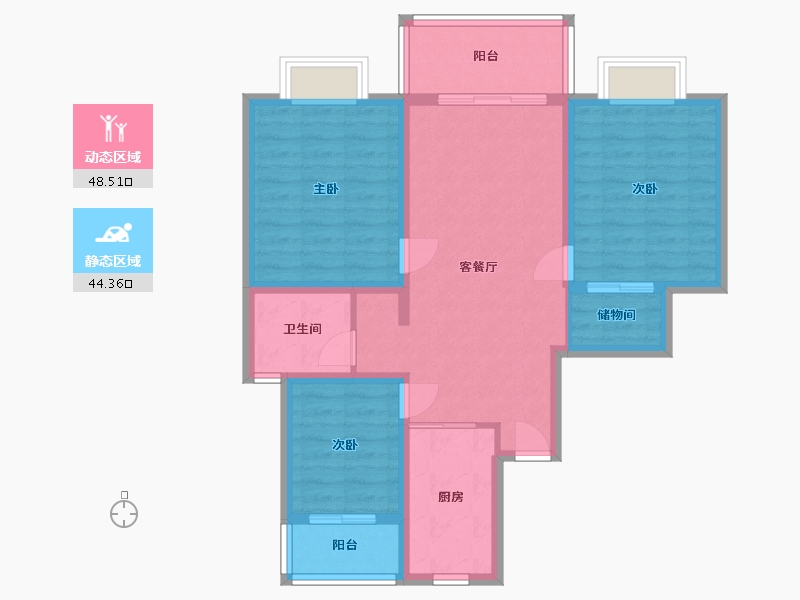 江苏省-盐城市-怡和园幸福里-102.40-户型库-动静分区