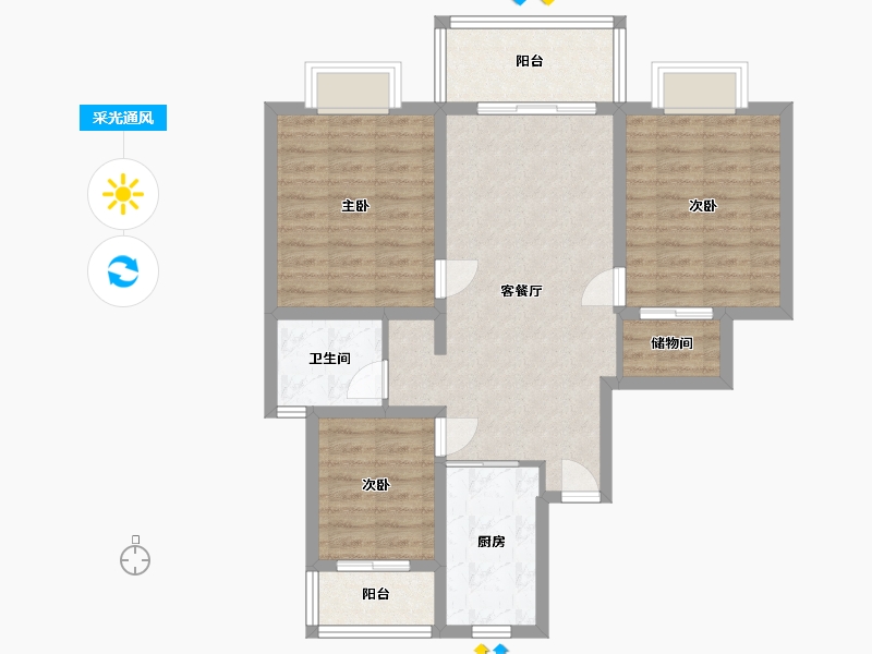 江苏省-盐城市-怡和园幸福里-102.40-户型库-采光通风