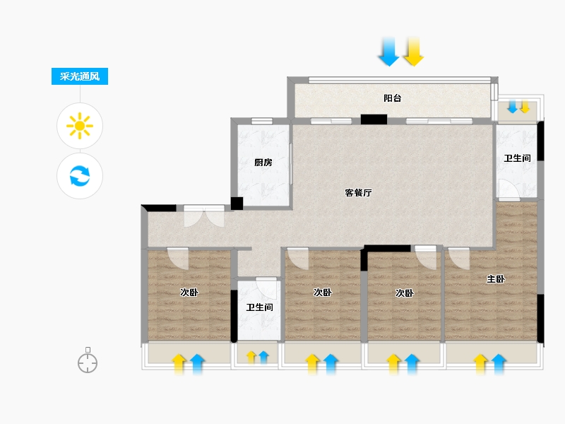 湖北省-黄石市-碧桂园磁湖半岛-114.40-户型库-采光通风