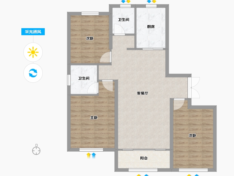 河北省-承德市-铸合壹号苑-104.00-户型库-采光通风