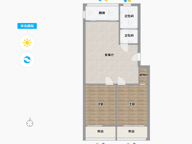 江苏省-南京市-江宁路小区-87.70-户型库-采光通风