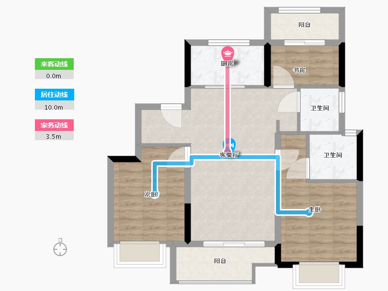 浙江省-衢州市-中梁拾光里-73.15-户型库-动静线