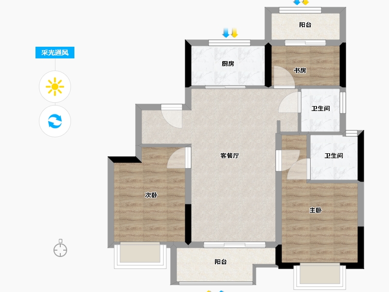 浙江省-衢州市-中梁拾光里-73.15-户型库-采光通风