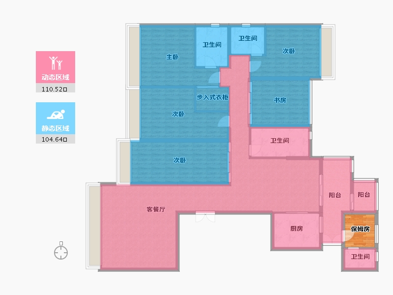 贵州省-贵阳市-中天未来方舟F6组团-200.00-户型库-动静分区