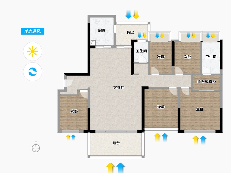 广东省-湛江市-宝江天盈-127.00-户型库-采光通风