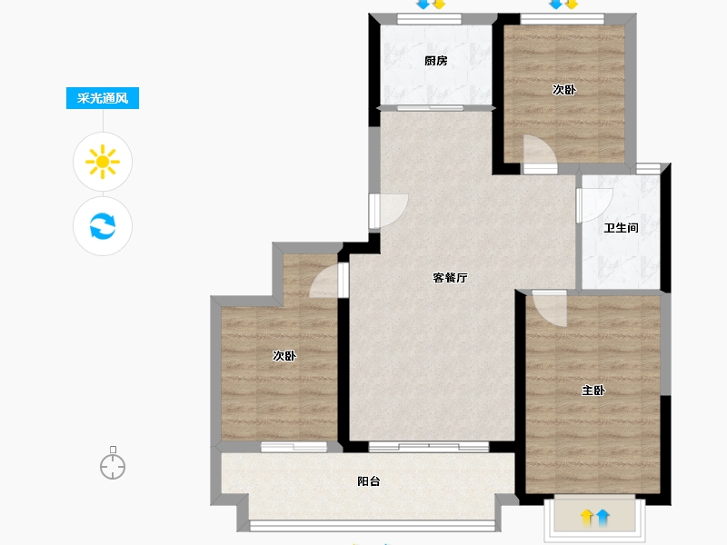 山西省-临汾市-玉秀湾紫宸-90.00-户型库-采光通风