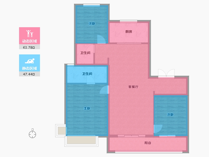 辽宁省-沈阳市-龙湖天奕-111.00-户型库-动静分区