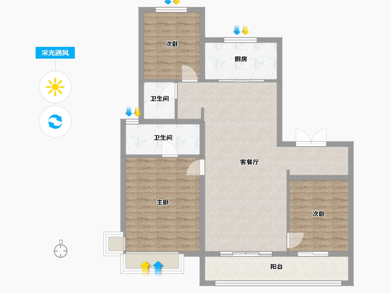 辽宁省-沈阳市-龙湖天奕-111.00-户型库-采光通风