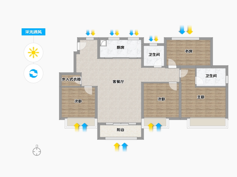 安徽省-滁州市-凯迪融创玉兰公馆-115.22-户型库-采光通风