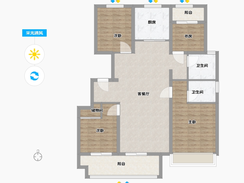 山东省-济宁市-崇文府-105.00-户型库-采光通风