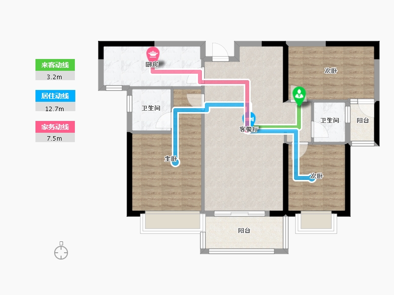 福建省-泉州市-群华雅苑-90.04-户型库-动静线