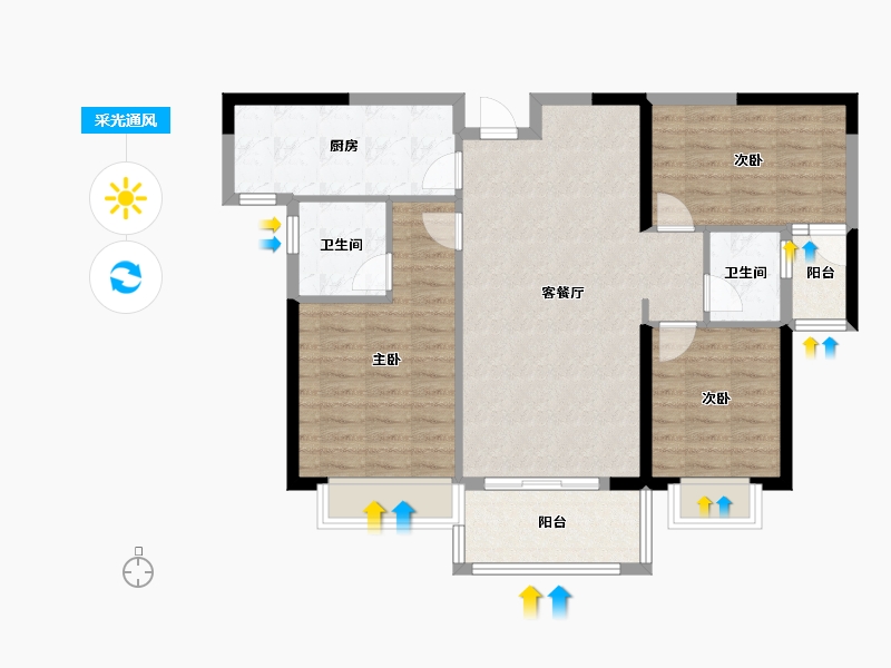 福建省-泉州市-群华雅苑-90.04-户型库-采光通风