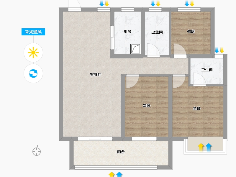 贵州省-铜仁市-万和星城-85.00-户型库-采光通风