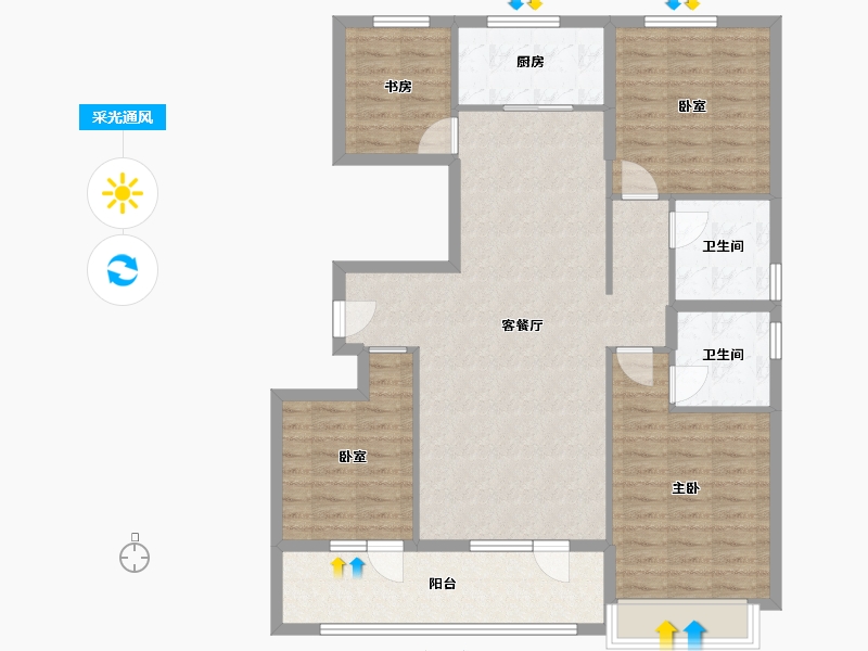 山东省-济宁市-锦绣华城-107.24-户型库-采光通风