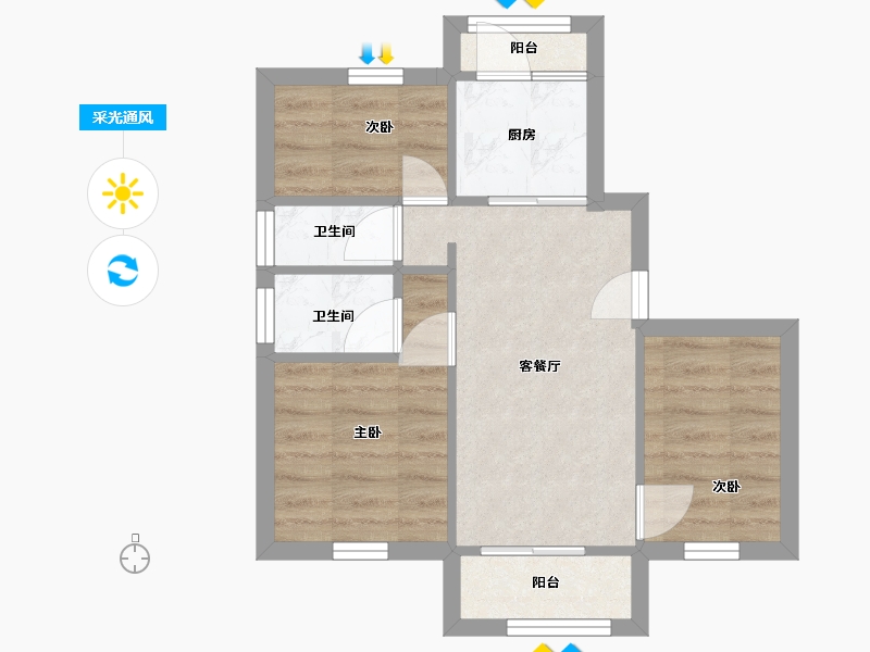 安徽省-滁州市-碧桂园罗马世纪城-89.00-户型库-采光通风