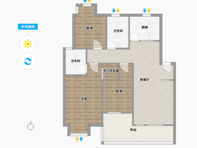 江苏省-南京市-万达江南明珠-98.00-户型库-采光通风