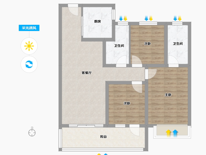 河北省-邢台市-保利时光印象-89.00-户型库-采光通风