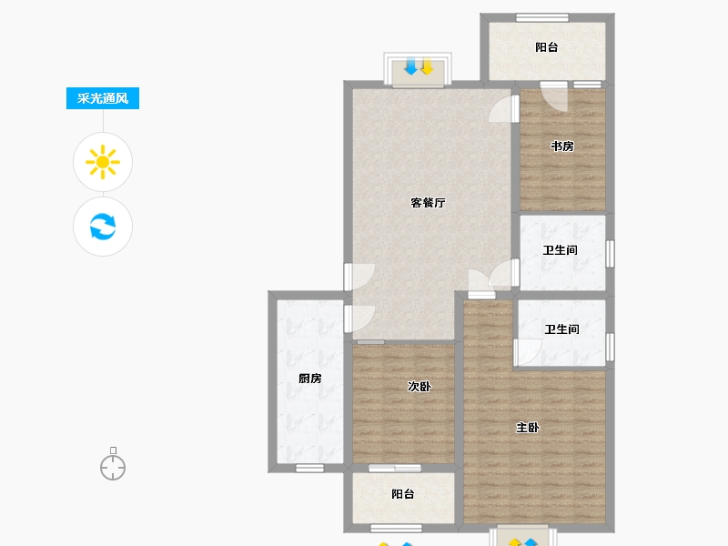 河北省-廊坊市-紫竹园b区-113.63-户型库-采光通风