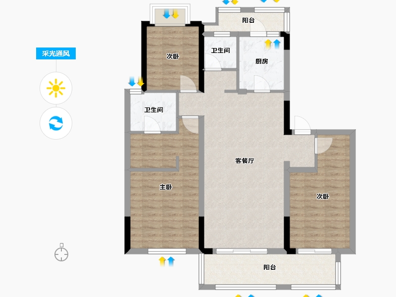 安徽省-阜阳市-华润阜阳中心-100.00-户型库-采光通风