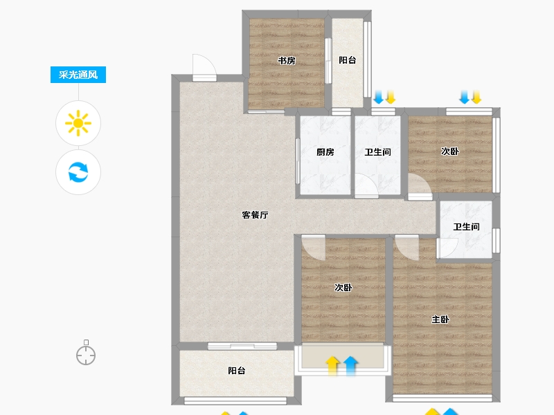 广西壮族自治区-南宁市-天润学府-98.00-户型库-采光通风