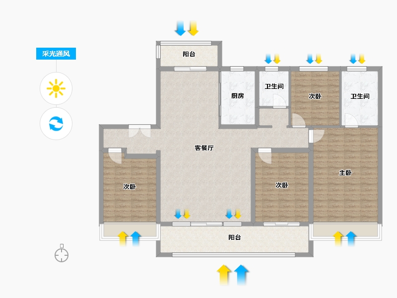 河南省-焦作市-博爱县腾飞花园-146.00-户型库-采光通风