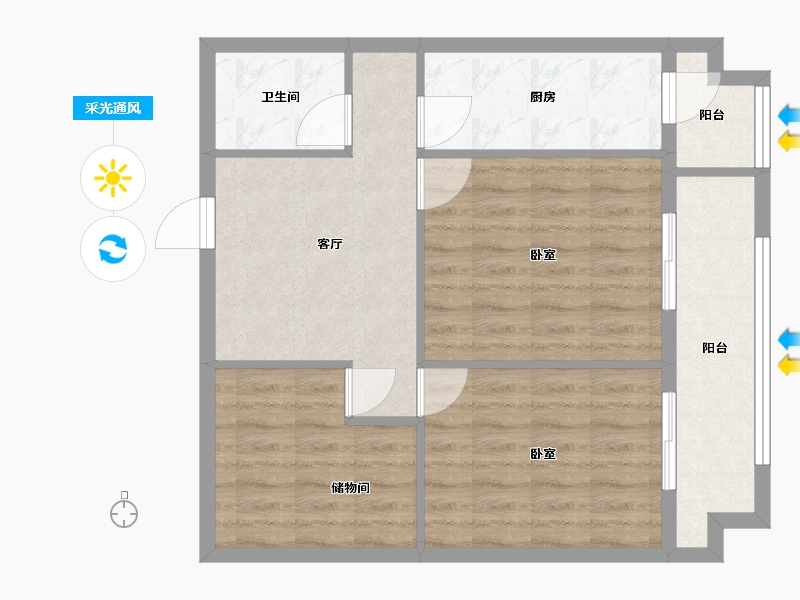 北京-北京市-和平门小区-68.07-户型库-采光通风