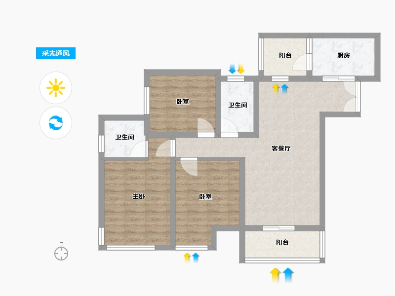 重庆-重庆市-协润凤凰世纪城-94.00-户型库-采光通风