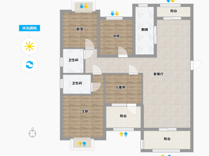 广东省-韶关市-丽景嘉园-105.00-户型库-采光通风