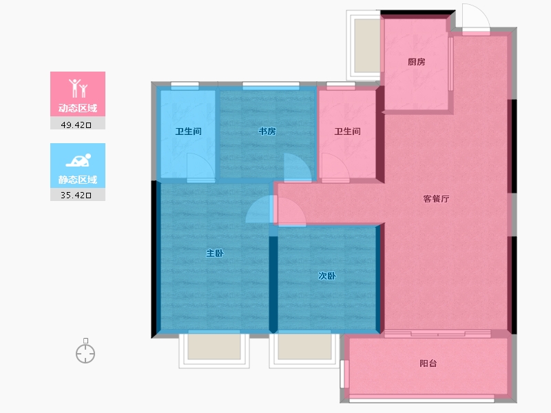 湖南省-长沙市-碧桂园时代城-90.00-户型库-动静分区