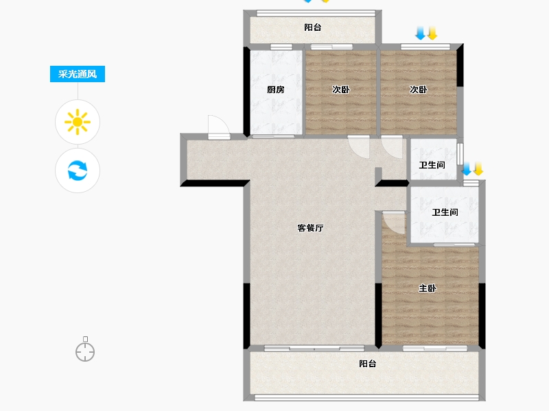 河南省-周口市-周口碧桂园天玺湾-120.00-户型库-采光通风