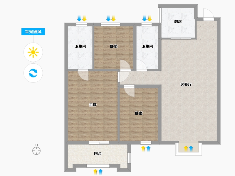 山东省-滨州市-天悦学府-103.00-户型库-采光通风