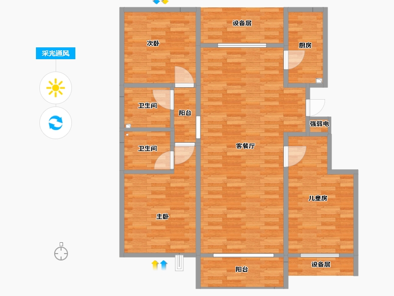 河北省-保定市-如园-88.39-户型库-采光通风