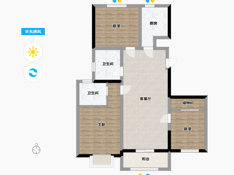 河南省-濮阳市-东方名城-95.00-户型库-采光通风